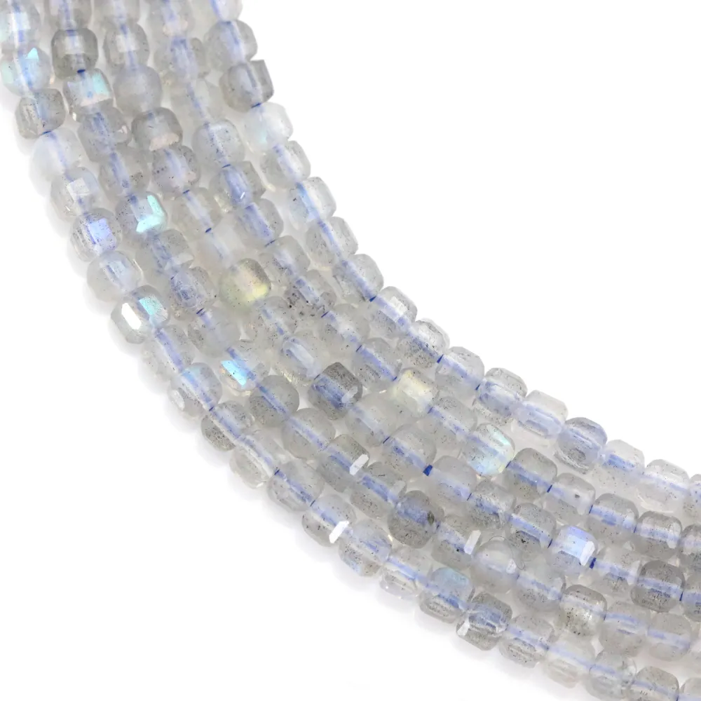 Faceted labradorite cube 3mm x 38cm