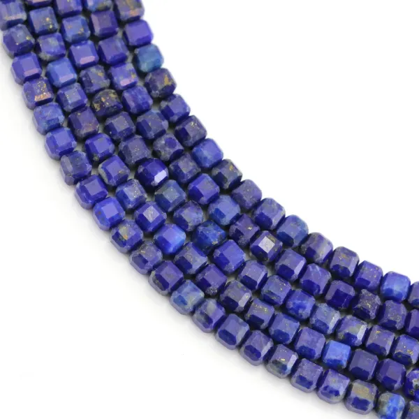 Lapis Lazuli faceted cube 3mm x 38cm