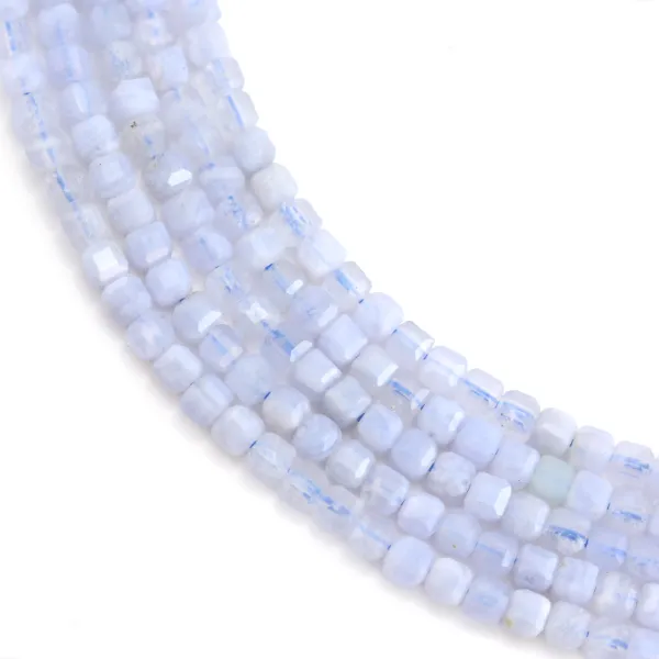 Chalcedony faceted cube 3mm x 39cm