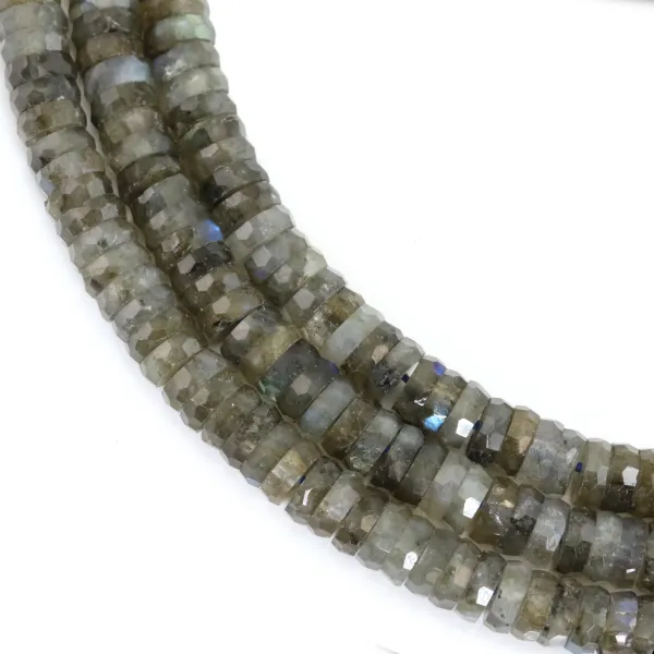 Rondelle heishi de labradorite facetada 2x6mm x 37cm