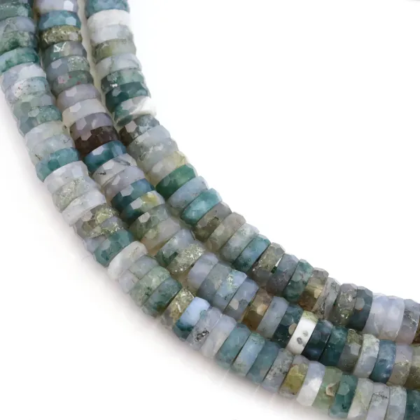 Faceted heishi roundel moss agate 2x6mm x 37cm