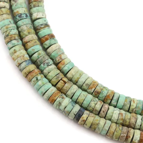 Turquesa del Perú rondel heishi facetado 2x6mm x 37cm