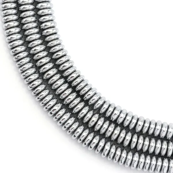 Silver hematite heishi rondelle 2x6mm x 40cm