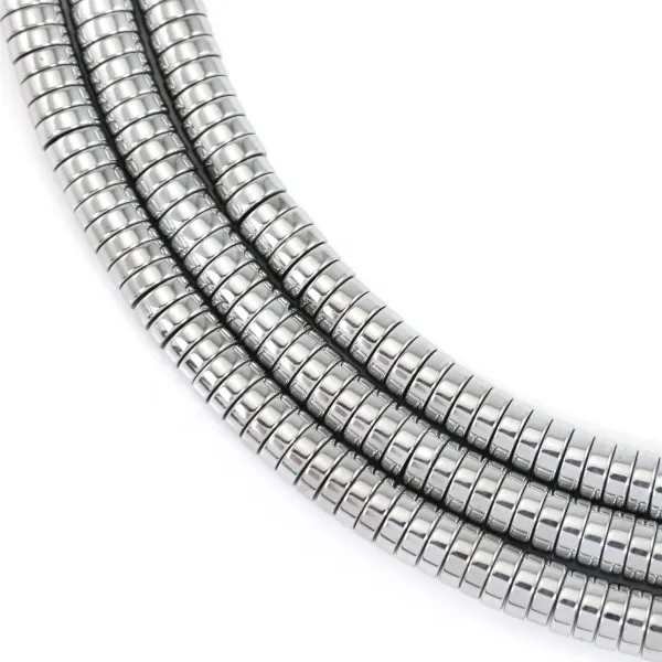 Silberne Hämatit flache Scheibe Heishi 2x6mm x 40cm