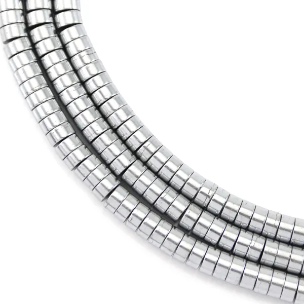 Hematita plateada rondella plana heishi 2x4mm x 40cm