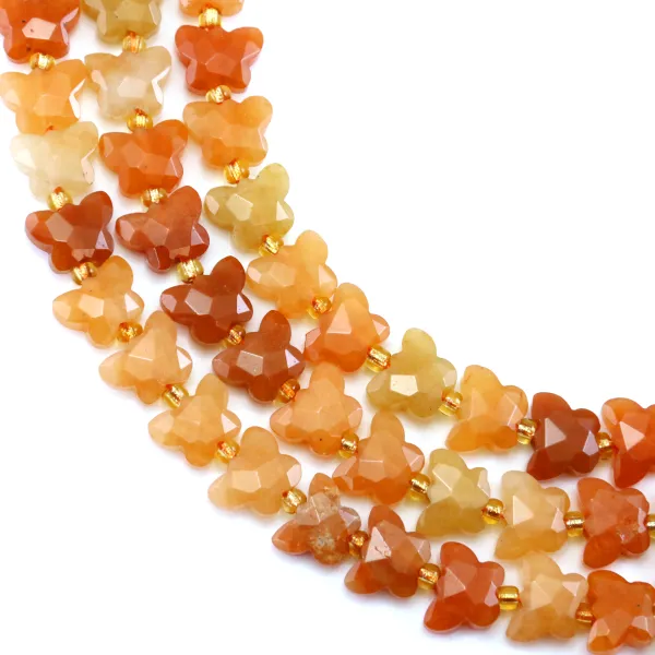 Avventurina arancione farfalla sfaccettata 8x10mm x 37cm