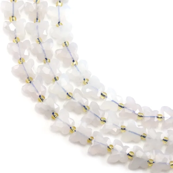 Quartzo rosa azul borboleta facetada 8x10mm x 37cm (42pcs)