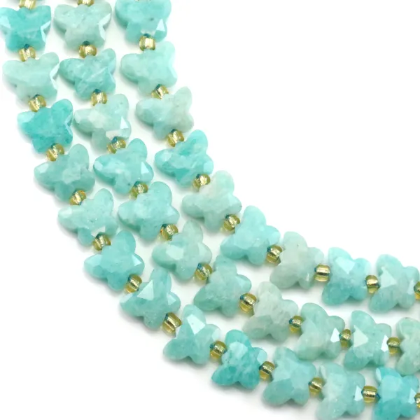Amazonite du Pérou papillon facetté 8x10mm x 37cm