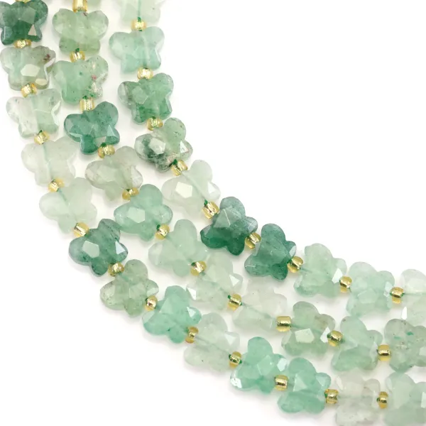 Quarzo Avventurina (Fragola verde) farfalla sfaccettata 8x10mm x 37cm