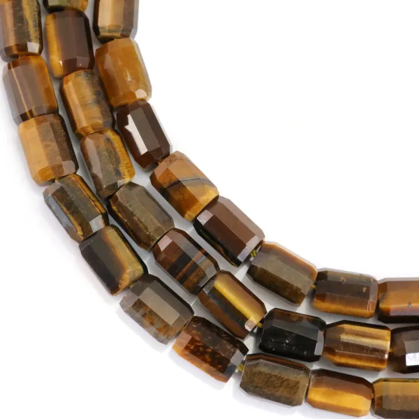 Occhio di Tigre tubo cilindrico sfaccettato 7x10mm x 38cm