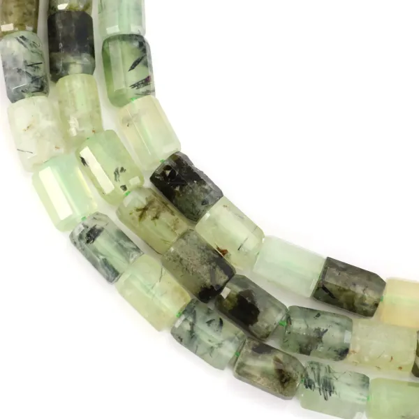 Prehnite faceted cylinder tube 7x10mm x 38cm