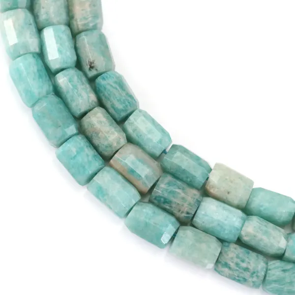 Amazonita de Perú cilindro facetado 7x10mm x 38cm