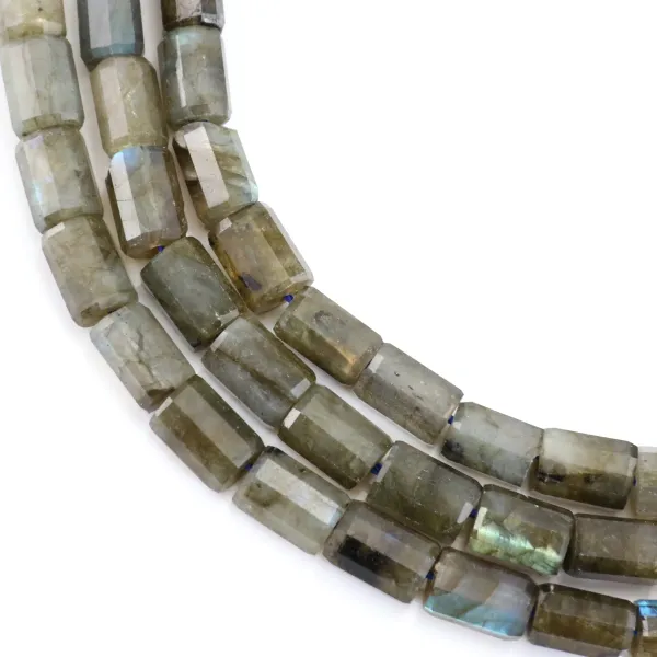 Labradorite tube cylindre facetté 7x10mm x 38cm