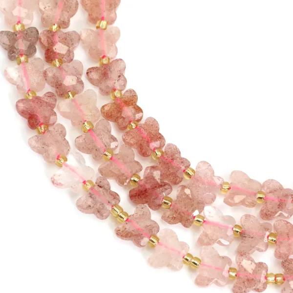 Faceted butterfly strawberry quartz 8x10mm x 37cm (40pcs)