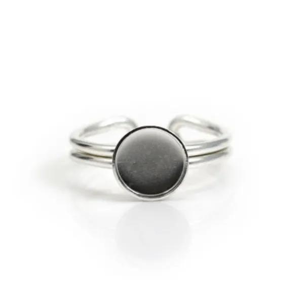 Bague réglable support rond 8mm en argent 925 x 1pc