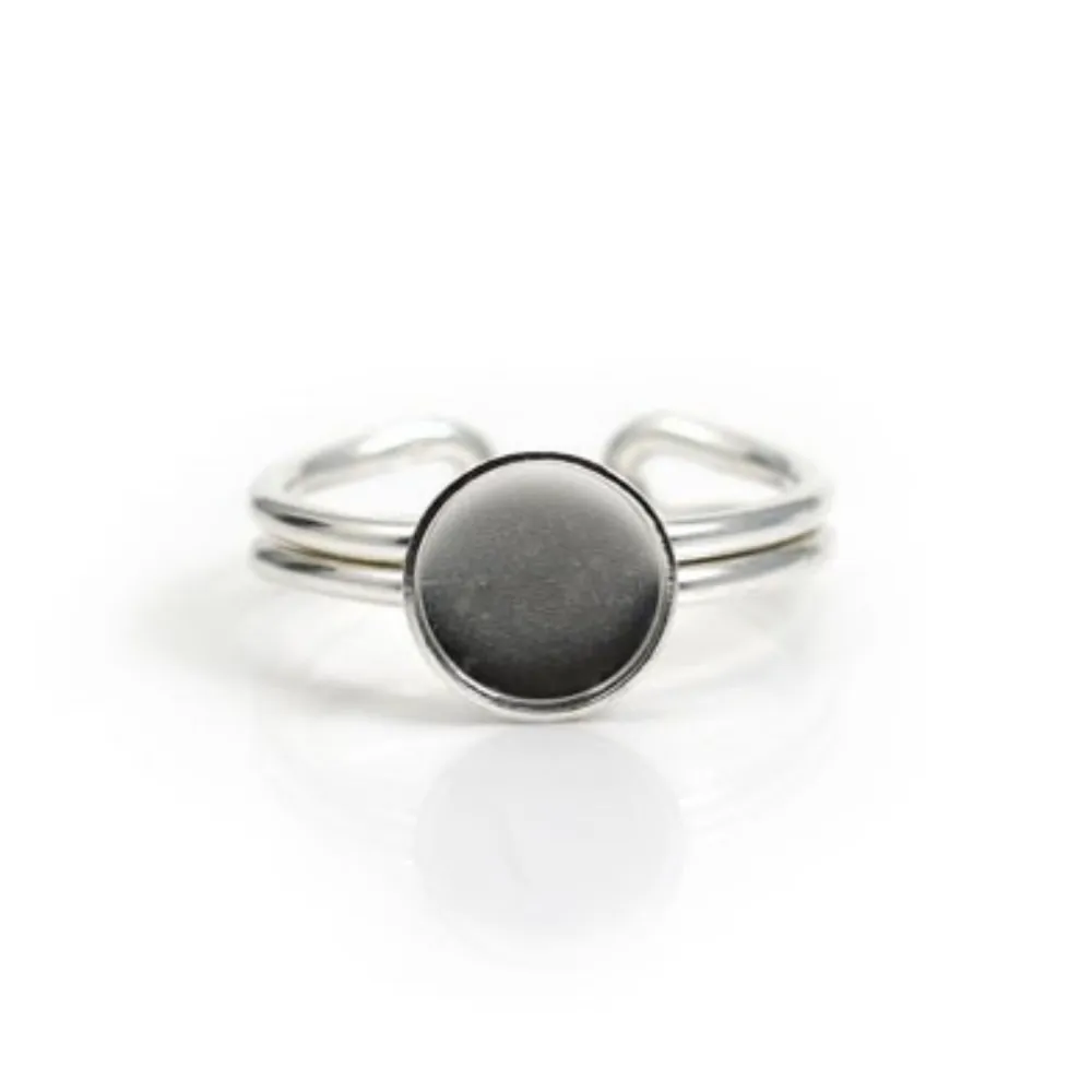 Verstellbarer Ring mit rundem 8mm Silber 925 Halter x 1 Stück
