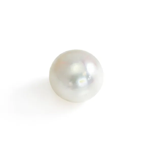 Perla d'acqua dolce coltivata, bianca, semi-tonda, 11-12mm x 1pz