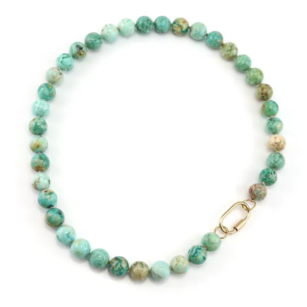 Collar Turquesa de Perú 10mm - Oro Lleno x 1pc