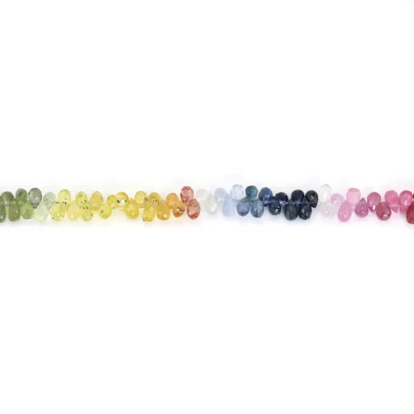 Briolette di zaffiro multicolore 2.5x4mm - modello C x 12cm