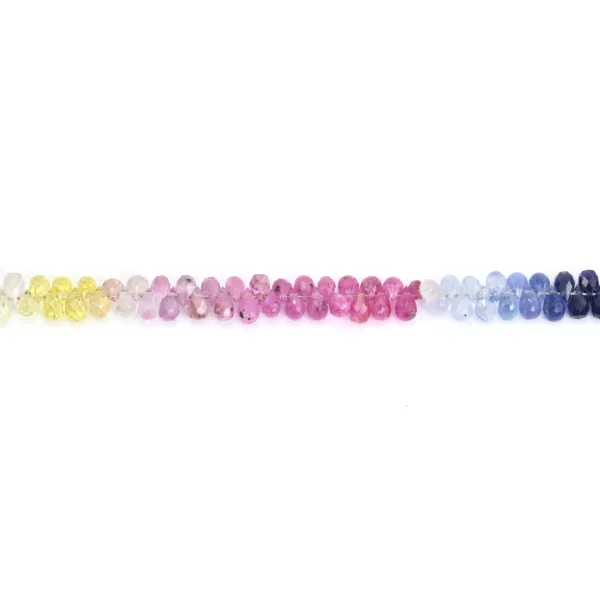 Multicolored sapphire briolette 2.5x4mm - Model A x 9-12cm