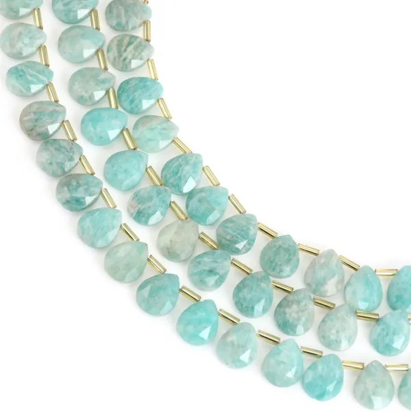 Amazonite from Peru flat faceted drop 8x10mm x 35cm (38pcs)