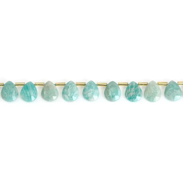 Amazonite del Perù goccia piatta sfaccettata 8x10mm x 35cm (38pz)
