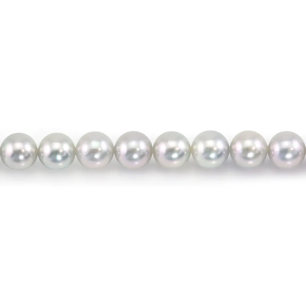 Perlas de cultivo AKOYA japonesas plateadas, redondas, 8-8.5mm x 40cm AA+