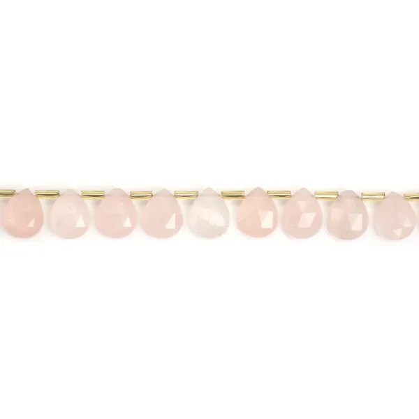 Quartz rose goutte plate facetté 8x10mm x 35cm (38pcs)