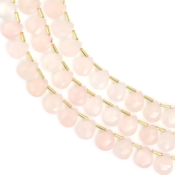 Rose quartz flat faceted drop 8x10mm x 35cm (38pcs)