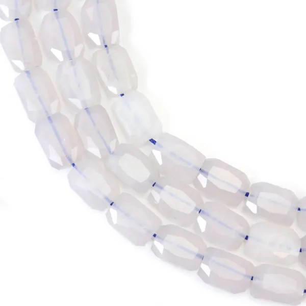 Faceted rounded rectangle blue rose quartz 9x13mm x 39cm