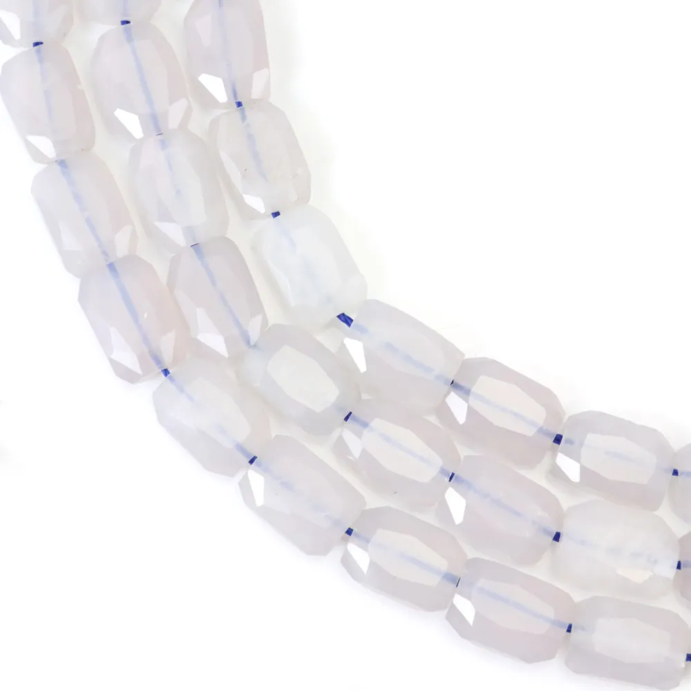 Cuarzo rosa azul rectángulo redondeado facetado 9x13mm x 39cm