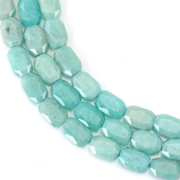 Amazonite du Pérou rectangle arrondi facetté 9x13mm x 39cm
