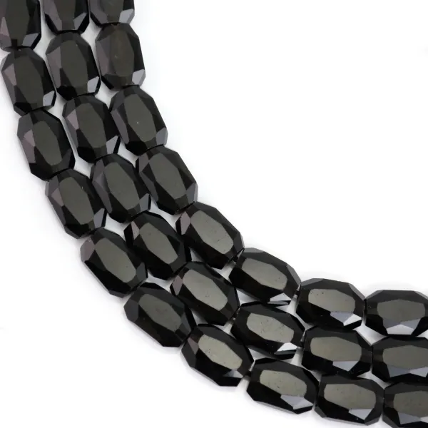 Obsidiana retângulo arredondado facetado 9x13mm x 39cm