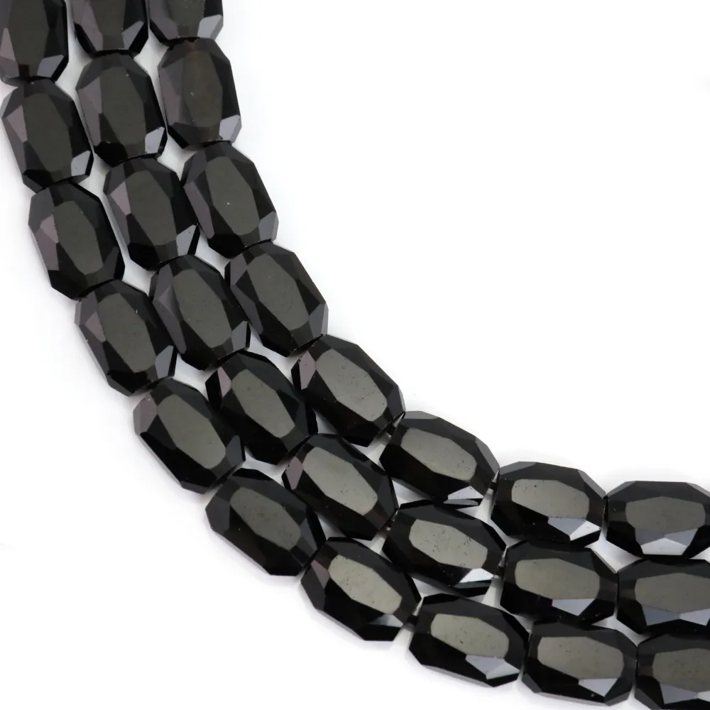 Obsidiana retângulo arredondado facetado 9x13mm x 39cm