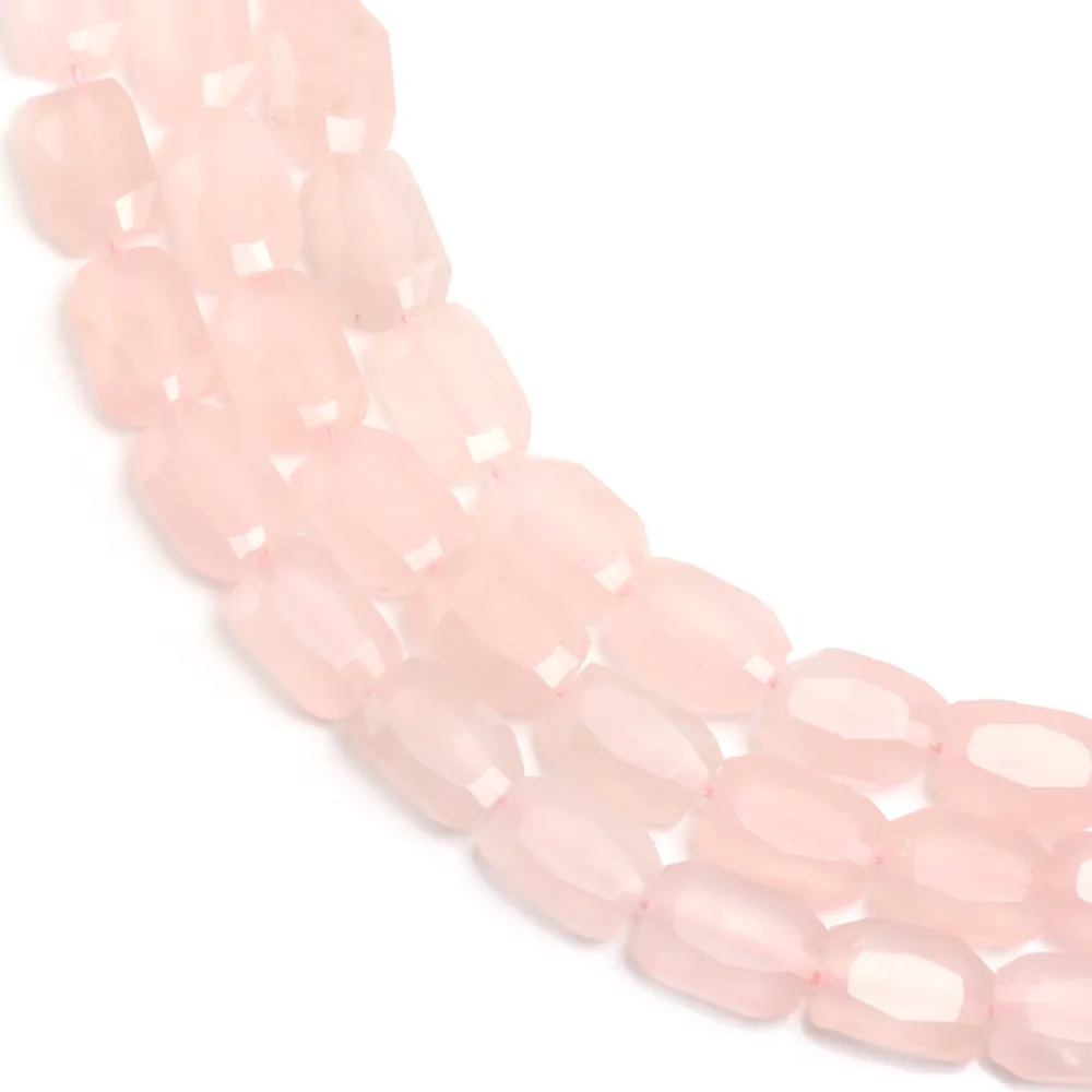 Cuarzo rosa rectángulo redondeado facetado 9x13mm x 39cm