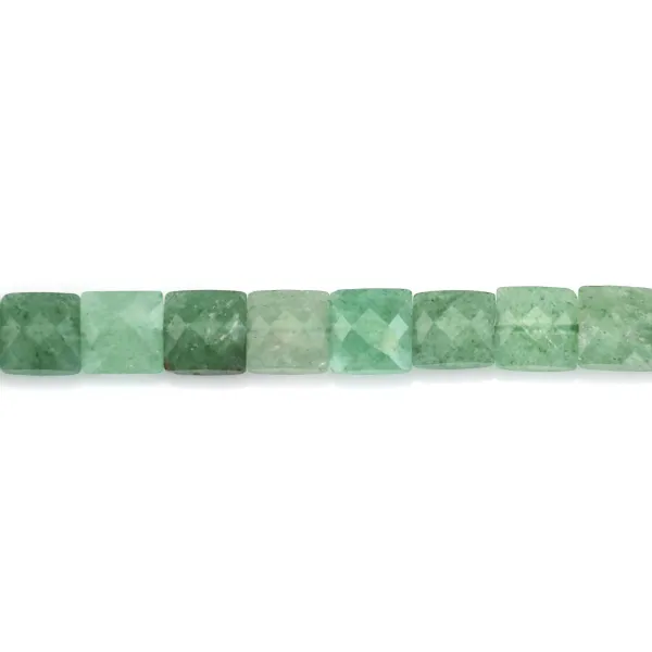 Quarzo Avventurina (Fragola verde) quadrato sfaccettato 8mm x 38cm