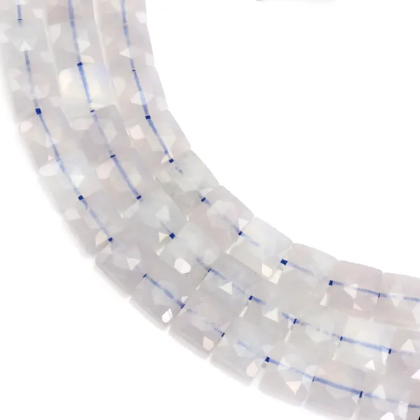 Blue rose quartz faceted square 8mm x 38cm