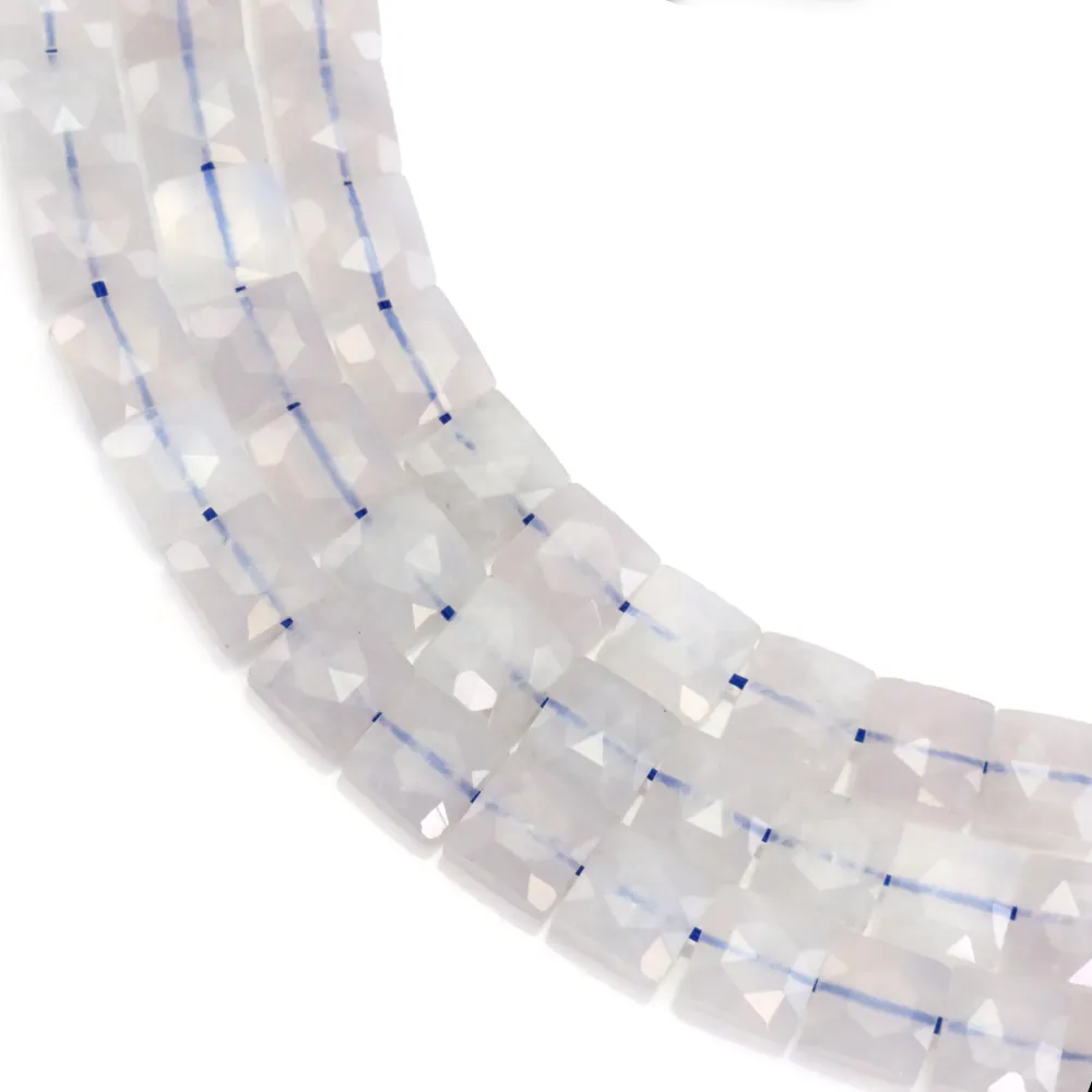 Blue rose quartz faceted square 8mm x 38cm