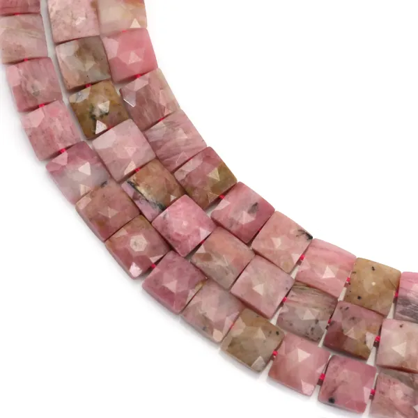 Rodonita quadrada facetada 8mm x 38cm