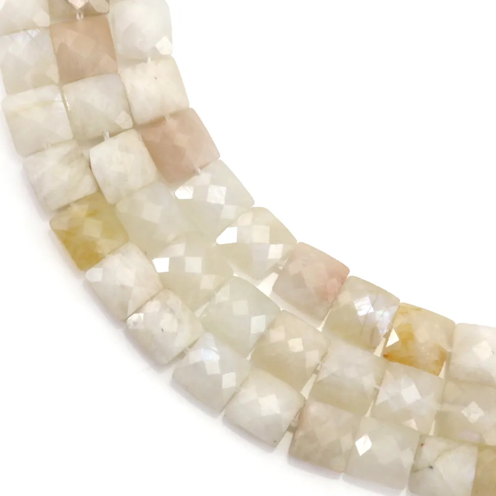 Square faceted moonstone 8mm x 38cm