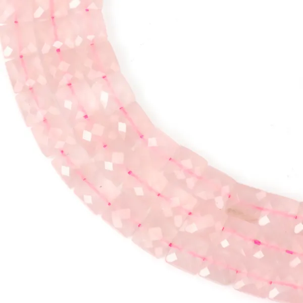 Faceted square rose quartz 8mm x 38cm