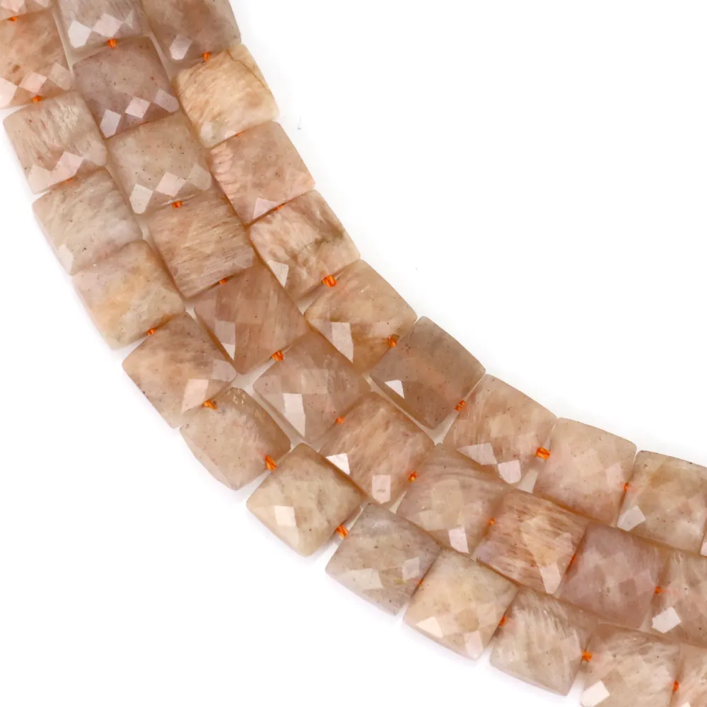 Orange Mondstein Quadrat | Perlen für Armband