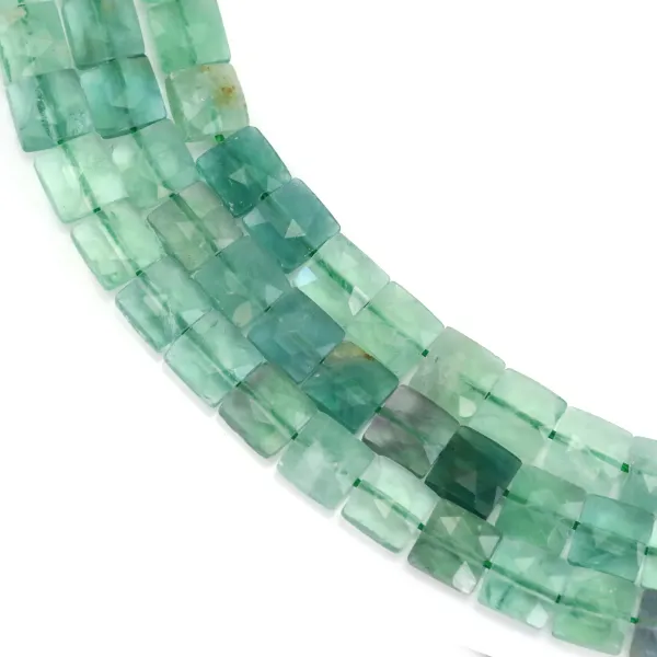 Grüner Fluorit, facettiert, quadratisch, 8mm x 38cm