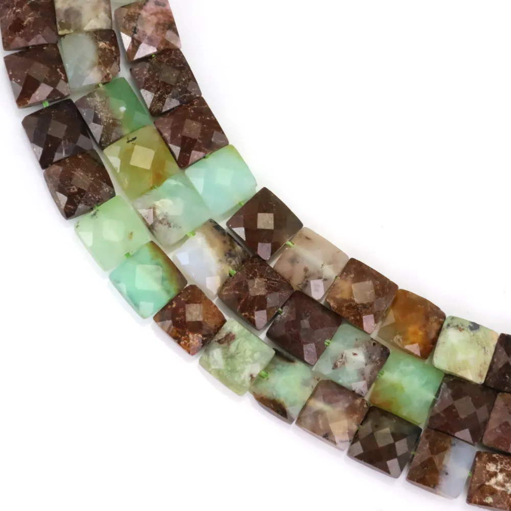 Faceted square chrysoprase 8mm x 38cm