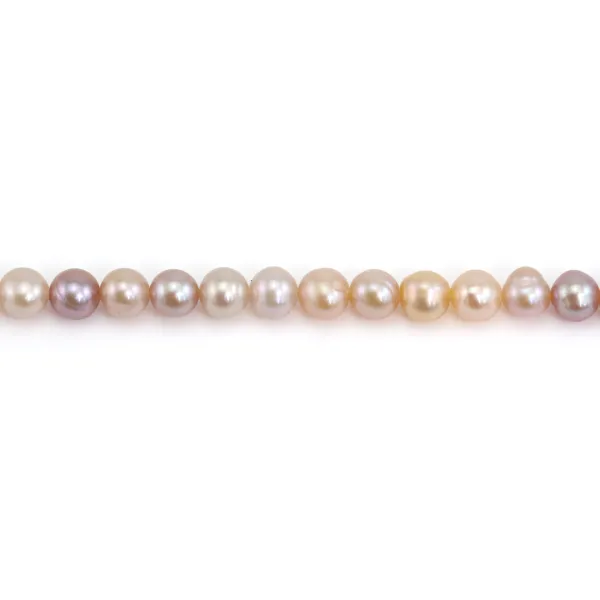Freshwater cultured pearls, mauve, semi-round/oval, 5-6mm x 40cm