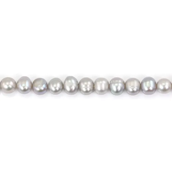 Perlas de cultivo de agua dulce, gris, ovaladas, 6-7mm x 36cm