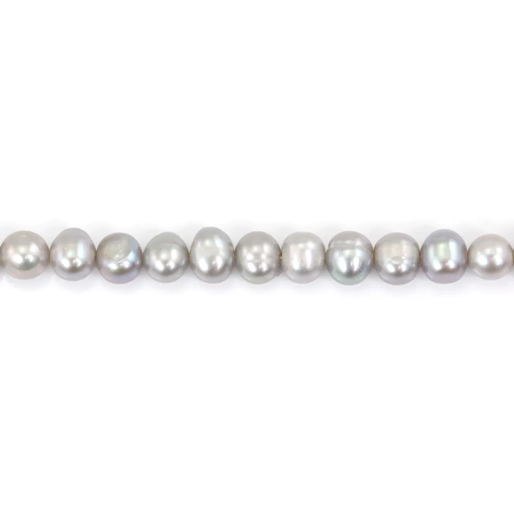 Perle coltivate d'acqua dolce, grigio, ovale, 6-7mm x 36cm