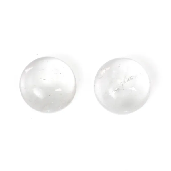 Cabochon of crystal rock, in round shape, 14mm x 2pcs