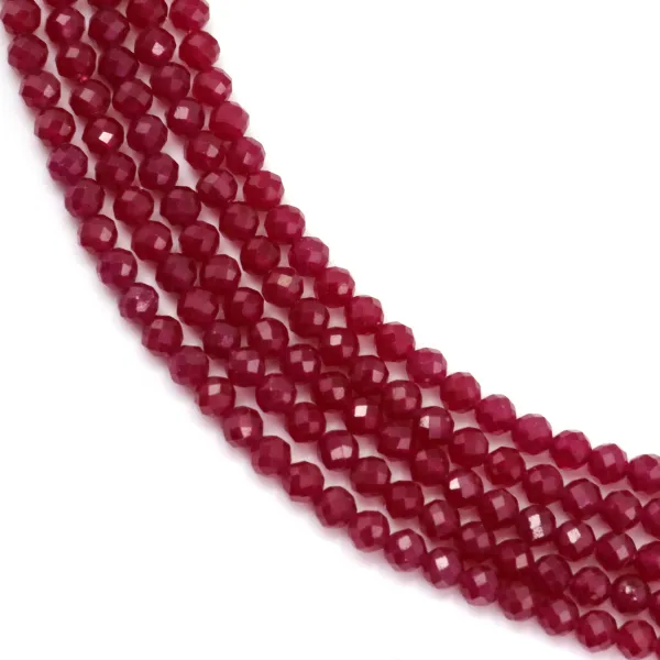 Synthetic ruby (corundum) round faceted 3mm x 40cm