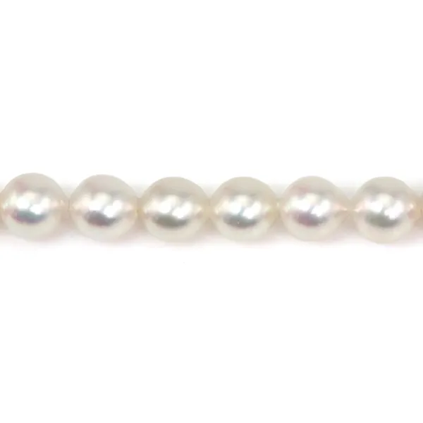 Perles de culture AKOYA japonais, semi-ronde/goutte, 8-8.5mm x 40cm AA+